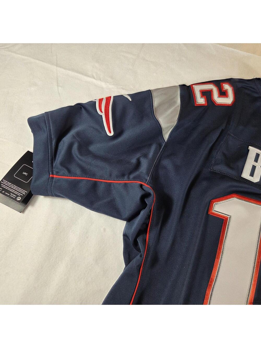 New England Patriots Jersey Mens 2XL Blue NFL Football Tom Brady 12 Nike - Picture 14 of 16
